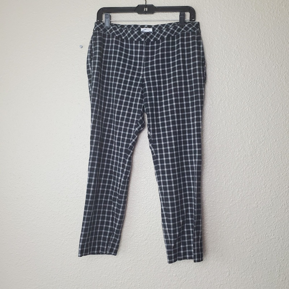 J.Jill Women's 10p Black and White Striped Plaid Stretch Pants for Dress and Wor